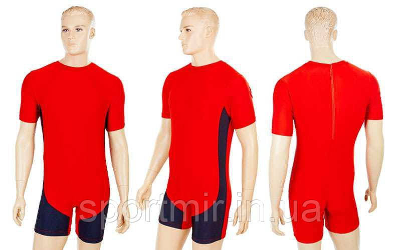 Трико для боротьби та важкої атлетики, паверліфтингу CO-0716-R червоний (біфлекс, M-2XL (RUS 42-50)), фото 1