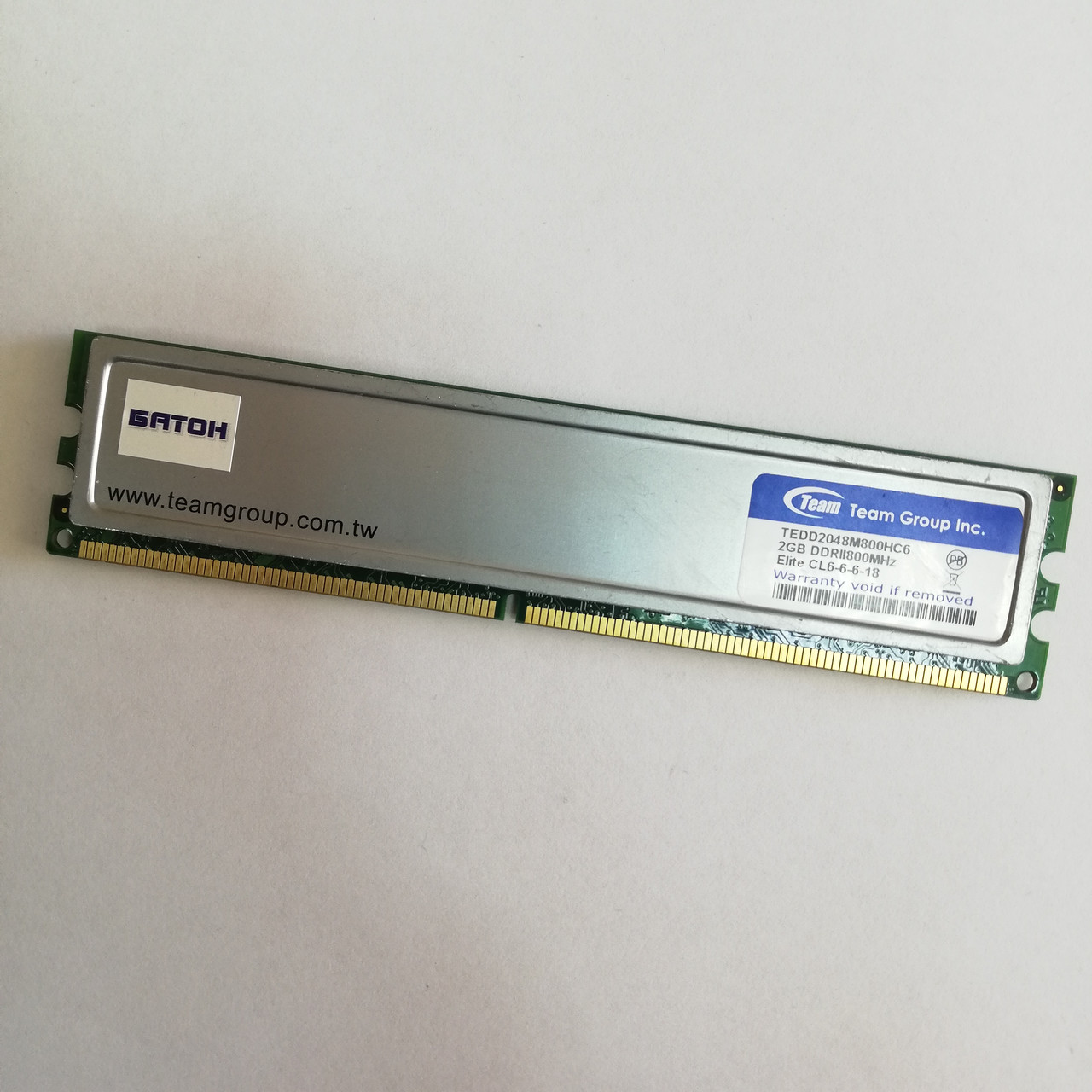Игровая оперативная память Team Elite DDR2 2Gb 800MHz PC2 6400U CL6 (TEDD2048M800HC6) Б/У, фото 1