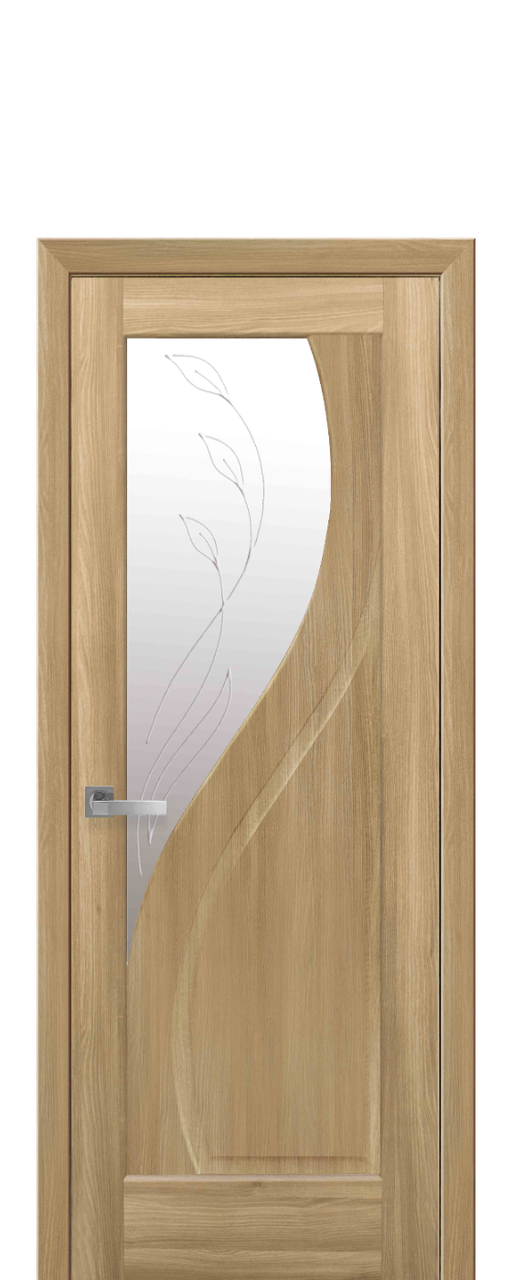 Дверне полотно Прима Золотий Дуб зі склом сатин із малюнком Р2