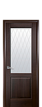 Дверне полотно Епіка Каштан зі склом сатин з малюнком Р2 2000х800
