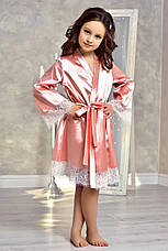 Дитячий халат з атласу з мереживом Королівський Рожевий, фото 3