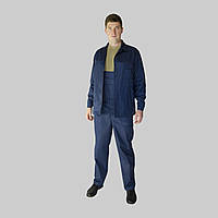 Мужской летний рабочий костюм Профи с полукомбинезоном, цвет - темно - синий
