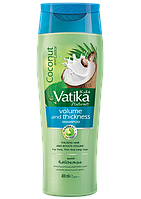 Шампунь Дабур Ватіка 200 мл Кокос, Dabur Vatika Volume & Thickness Shampoo, Шампунь Ватика кокос густые и объёмные волосы, Аюрведа