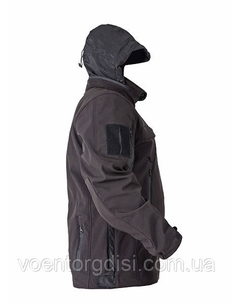 Куртка тактична Soft Shell Поліція, чорна - фото 4 - id-p917144381