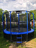 Великий батут для дорослих із захисною сіткою Tima Sport 370/374 см 12FT JUMPI синій, фото 2