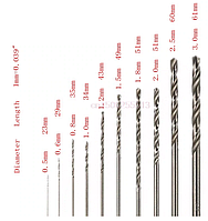 Набір свердел для дриля сталь HSS 10 шт. від 0,5 мм до 3 мм