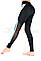 Легінси жіночі спортивні з бірюзовими лампасами по боках і вставками сітки, фото 2