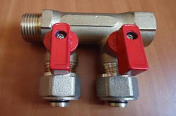 Колектор на 2 виходи для теплої підлоги 3/4"x16*2