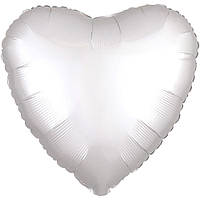 Сердце фольгированное белое 45 см