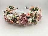 Віночок на голову з пудровими квіточками, фото 5