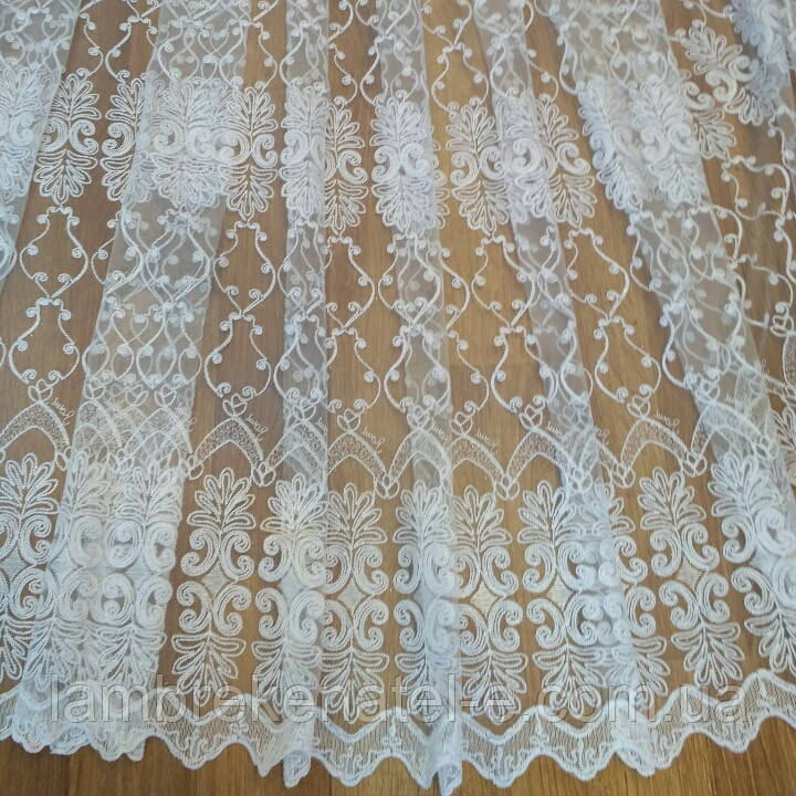 Гардина з кордовою вишивкою на мікросітці, фото 1