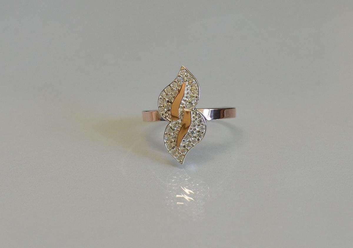 Срібне кільце з золотими пластинами, фото 1