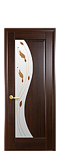 Дверне полотно Ескада Каштан зі склом сатин з малюнком Р1