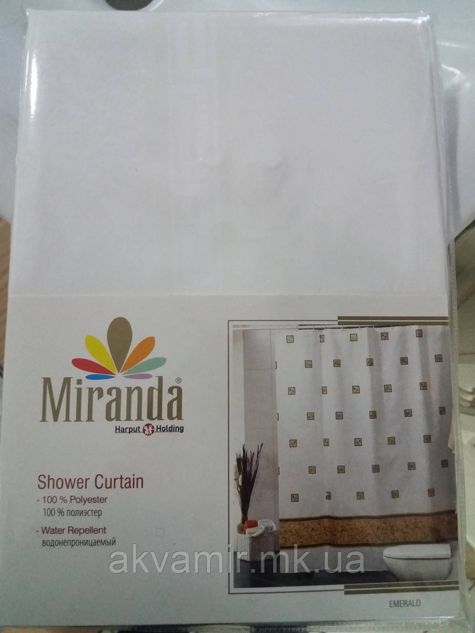 Штора для ванної Miranda Emerald (Туреччина) 180х200 см біла