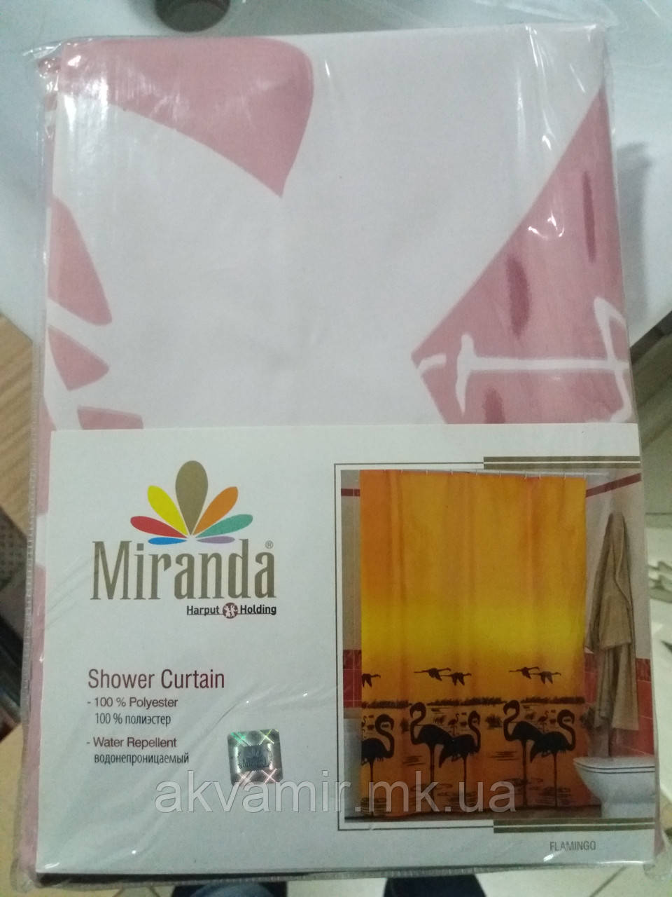 Штора для ванної Miranda FLAMINGO (Туреччина) 180х200 см рожева