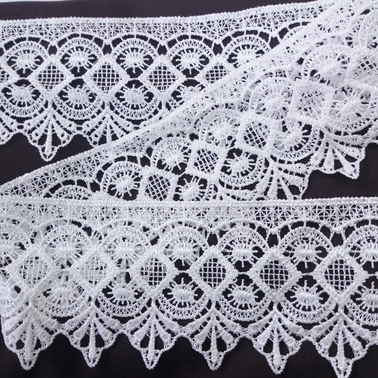 Мереживо синтетика кремове, з візерунком, широке 7 см, фото 1