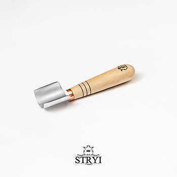 Коротка напівкругла рівна стамеска 40мм Адольфа Юр'єва для геометричного різьблення