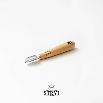Коротка напівкругла скошена стамеска 15мм АЮ-STRYI Profi для геометричного різьблення, арт. 391915