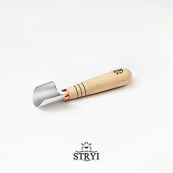 Коротка напівкругла скошена стамеска 30мм Адольфа Юр'єва для геометричного різьблення