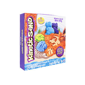 Пісок для дитячої творчості - KINETIC SAND DINO (Блакитний, Коричневий, форми, скам'янілості,340г) 71415Dn