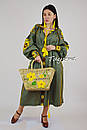 Бохопла вишиванка льон етно, бохостиль, вишиті плаття вишиванка, плаття оливкове, фото 4