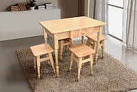 Деревянный кухонный комплект стол и 4 табурета, цвет бук натуральный