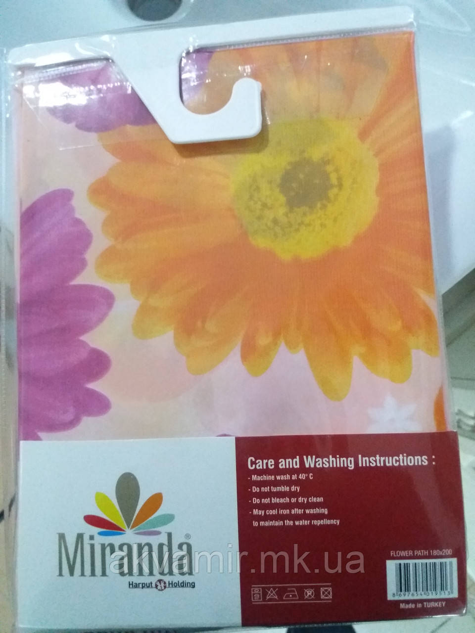 Штора для ванної Miranda FLOWER PATH (Туреччина) 180х200 см рожева