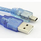 Шнур штекер USB тип А-штекер mini USB 5pin тип B, версія — 2.0, діаметр кабелю — 5,5 мм, довжина — 1метр, прозорий