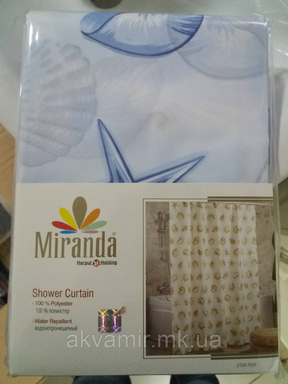 Штора для ванної Miranda STAR FISH (Туреччина) 180х200 см блакитна