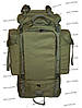Тактичний туристичний армійський суперміцкий рюкзак на 105 л з ортопедичною пластиною Олива 500 ден, фото 2