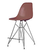 Стілець барний Тауер коричневий з хромованими ніжками, Eames DSR Barstool, фото 2