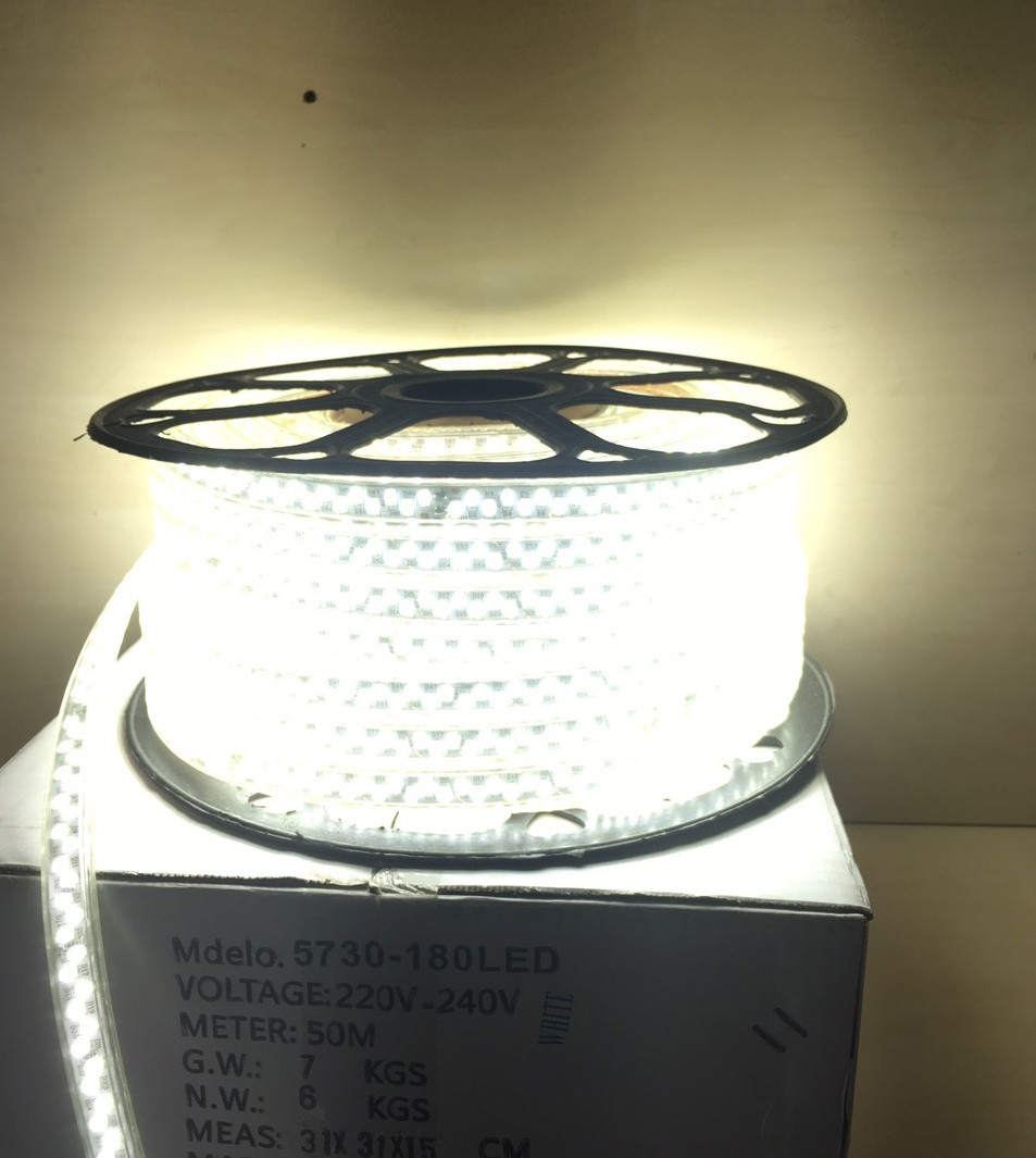 Купить Led Лента 220V 5730 180 диодов/м Холодно-Белая IP67, Led Лента ...