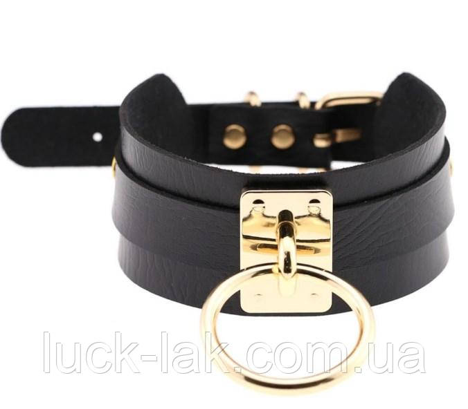 Чокер, ремінець широкий із підвіскою кільце, фото 1