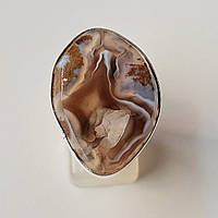 Кольцо агат серебряное 18.5 натуральный камень ажурный регулируемый размер