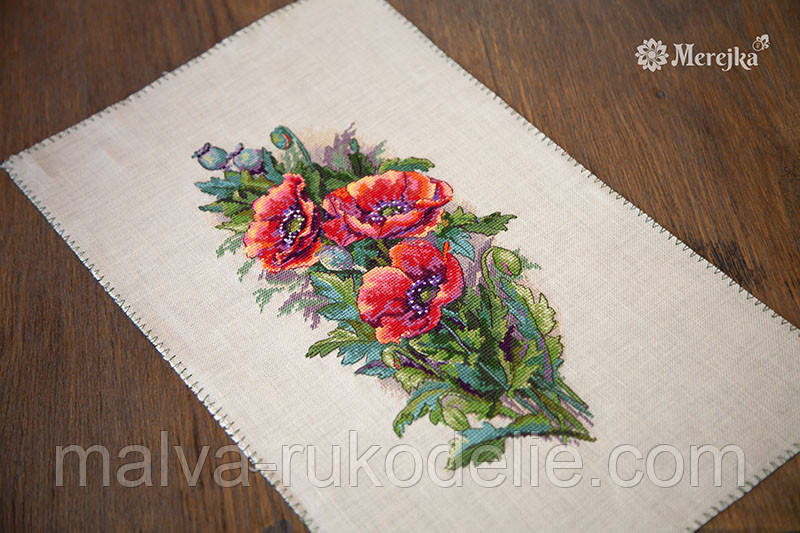 Набір для вишивання хрестом "Вінтажні маки" Межка, фото 1