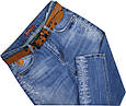 Модні жіночі джинси батали з потертостями та стразами 28-й розмір, фото 3