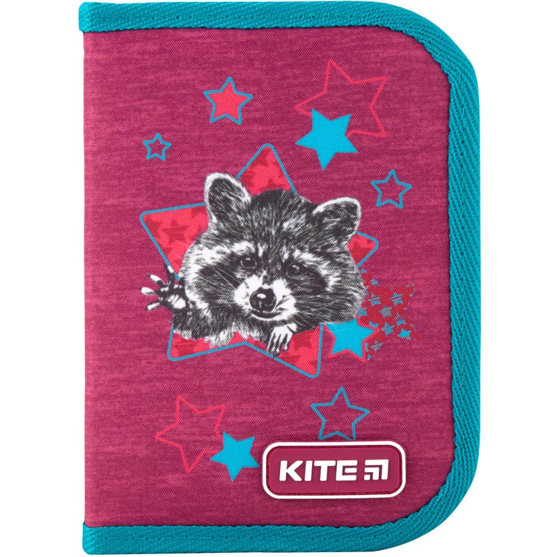 Пенал без наповнення Kite Education Fluffy racoon 1 відділення 1 закот Бордовий (K19-621-1)