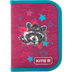 Пенал без наповнення Kite Education Fluffy racoon 1 відділення 1 закот Бордовий (K19-621-1)