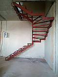 П-Подібний каркас сходів з розворотом 180 гр і забіжними ступенями, фото 3