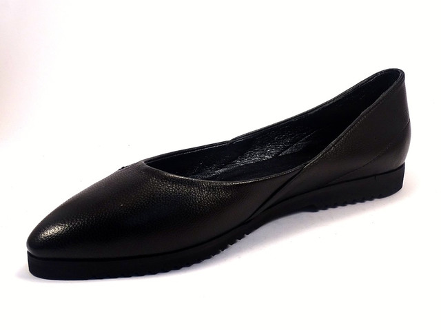 Балетки шкіряні чорні жіноче взуття Scara U Black Leather by Rosso Avangard 