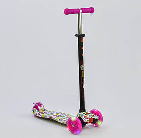 Самокат триколісний для дівчаток Best Scooter Максі 1400 Рожевий. Самокат зі світними колесами