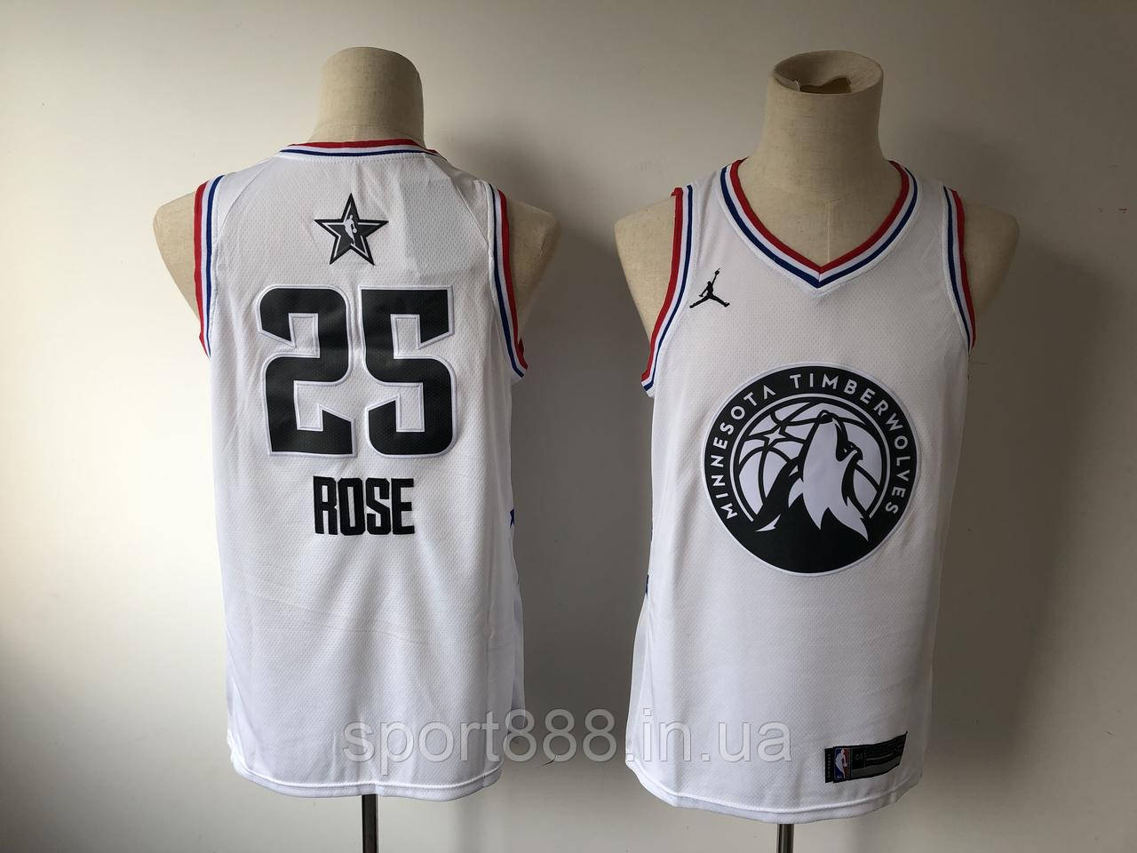 Вишивка біла майка Rose №25 (Роуз джерсі) NBA All-Star 2019