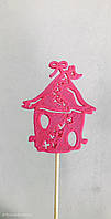 Шкворечник із бджілками декор на паличці. 7 кольорів. Великодній декор на паличці з пластику Рожевий