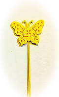 Бабочки декор на палочке. 7 цветов. Пасхальный декор на палочке из пластика Желтый