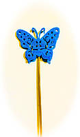 Бабочки декор на палочке. 7 цветов. Пасхальный декор на палочке из пластика Голубой
