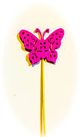 Бабочки декор на палочке. 7 цветов. Пасхальный декор на палочке из пластика Розовый