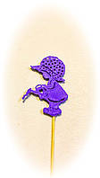 Девочка с лейкой декор на палочке. 7 цветов. Пасхальный декор на палочке из пластика Фиолетовый