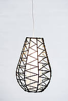 Светильник потолочный плетеный черно-белый Капля высота 40 см