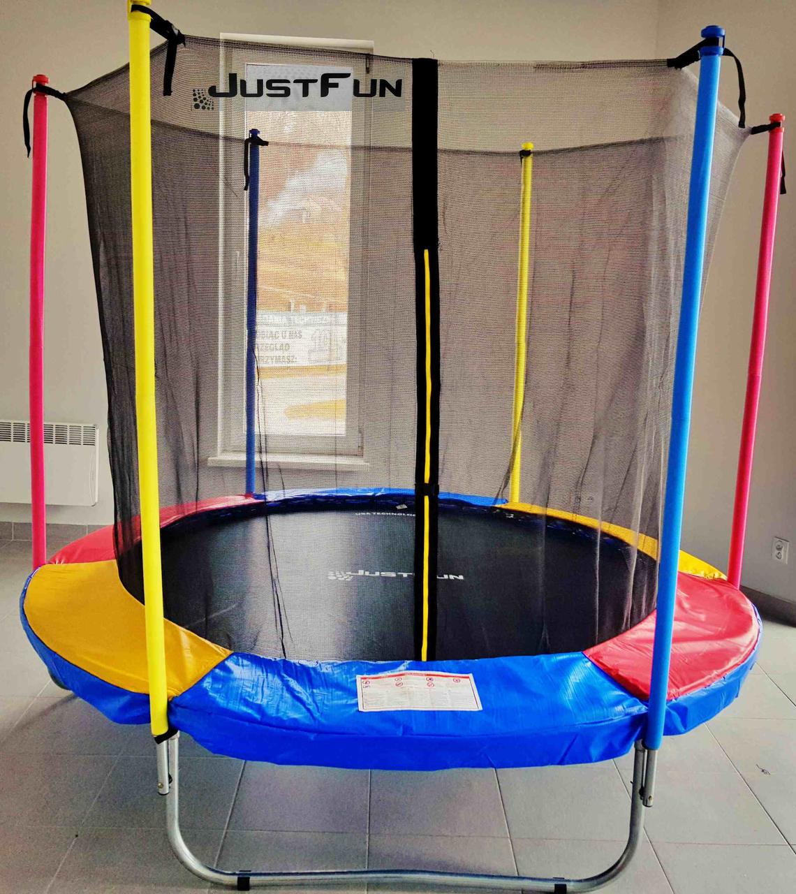 Батут Just Fun 305 см., до 150 кг. Сітка + дробина. Мультиколор