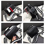 Сумка жіноча з текстильним ремінцем (чорна), фото 6